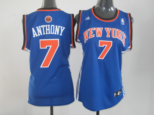 2017 Women NBA New York Knicks #7 Anthony blue jerseys->women nba jersey->Women Jersey
